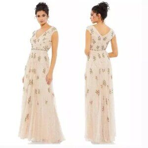 Mac Duggal 93575 Size 14 Blush Pink Embellished Wrap Over Cap Sleeve A-Line Gown
